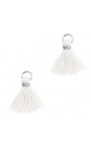 Ibiza style mini Tassel 1cm Silver-white